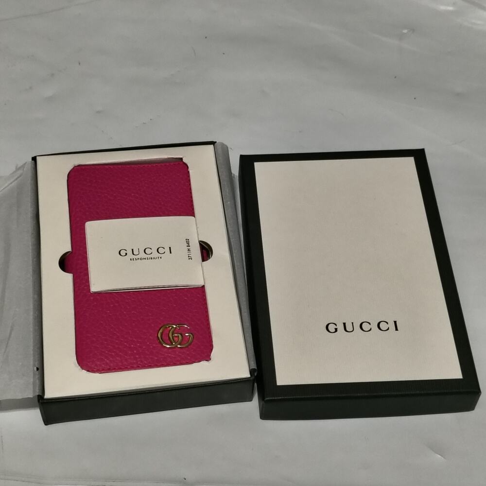 GUCCI MADE IN ITALY LEATHER IPHONE 7 WALLET CASE GOLDTONE LOGO WITH GIFT BOX